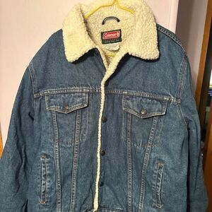 Vintage Coleman fleece lined blue Jean denim jacket coat men’s sz XL 90s y2k